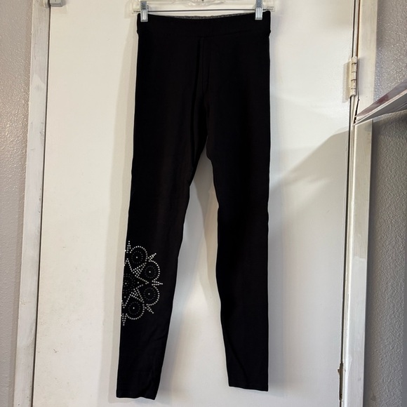 DESIGUAL Black Stud Accent Pull On Leggings Pants High Waisted Stretchy M - Picture 2 of 12